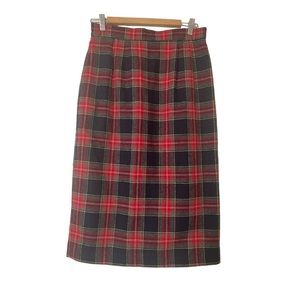 Vintage 80s Haberdashery wool plaid midi skirt, Size 12